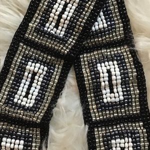 Vintage Accessories - 🎁Vintage Black White and Silver Beaded Wood Belt Vintage Accessories - 🎁Vintage Black White and Silver Beaded Wood Belt